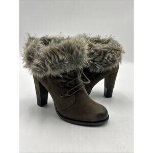 Bronx Faux Fur Block Heel Boot Bootie Gray Women’s EU Size 40